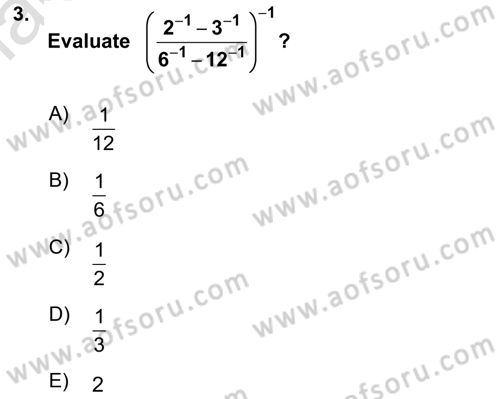 Mathematics 1 Dersi 2020 - 2021 Yılı Yaz Okulu Sınavı 3. Soru