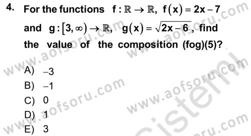 Mathematics 1 Dersi 2020 - 2021 Yılı Yaz Okulu Sınavı 4. Soru