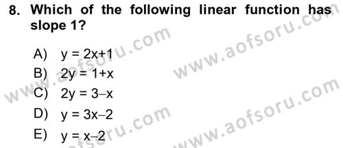 Mathematics 1 Dersi 2020 - 2021 Yılı Yaz Okulu Sınavı 8. Soru