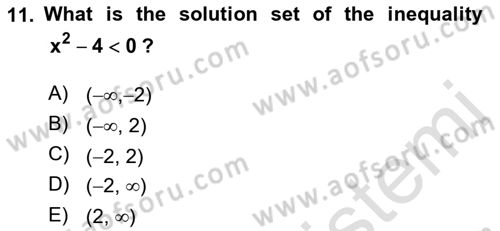 Mathematics 1 Dersi Ara Sınavı Deneme Sınav Soruları 11. Soru