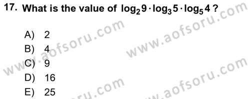 Mathematics 1 Dersi Ara Sınavı Deneme Sınav Soruları 17. Soru