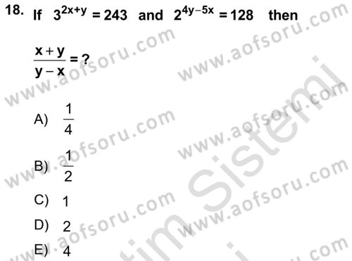 Mathematics 1 Dersi 2021 - 2022 Yılı (Vize) Ara Sınav Soruları 18. Soru