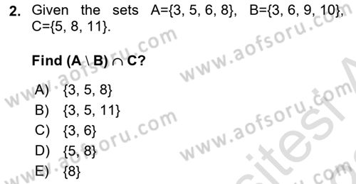 Mathematics 1 Dersi Ara Sınavı Deneme Sınav Soruları 2. Soru
