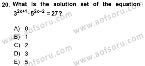 Mathematics 1 Dersi Ara Sınavı Deneme Sınav Soruları 20. Soru