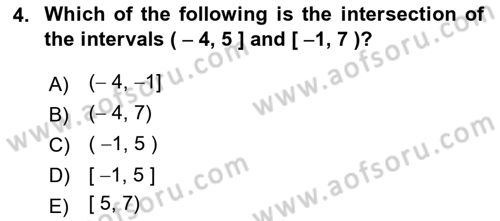 Mathematics 1 Dersi Ara Sınavı Deneme Sınav Soruları 4. Soru