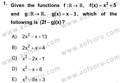 Mathematics 1 Dersi 2021 - 2022 Yılı (Final) Dönem Sonu Sınav Soruları 1. Soru