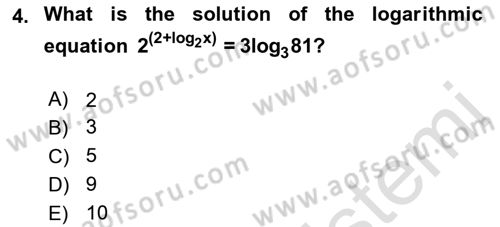 Mathematics 1 Dersi 2021 - 2022 Yılı (Final) Dönem Sonu Sınav Soruları 4. Soru