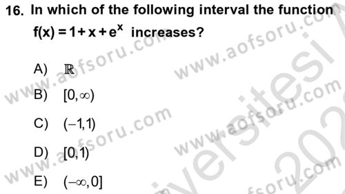 Mathematics 1 Dersi 2021 - 2022 Yılı Yaz Okulu Sınavı 16. Soru