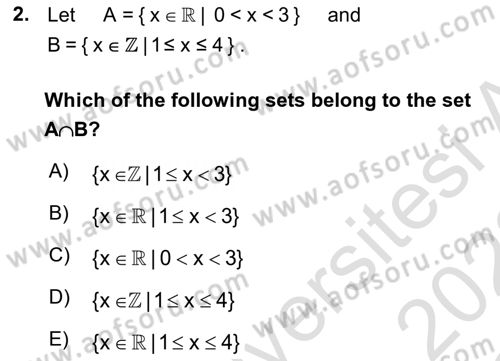 Mathematics 1 Dersi 2021 - 2022 Yılı Yaz Okulu Sınavı 2. Soru