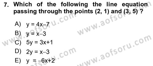 Mathematics 1 Dersi 2021 - 2022 Yılı Yaz Okulu Sınavı 7. Soru