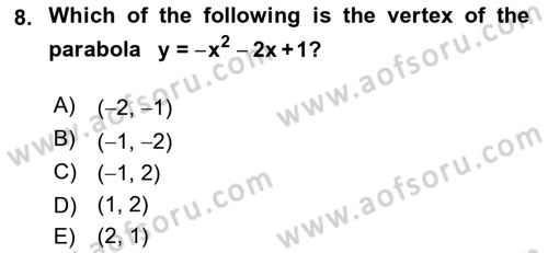 Mathematics 1 Dersi 2021 - 2022 Yılı Yaz Okulu Sınavı 8. Soru