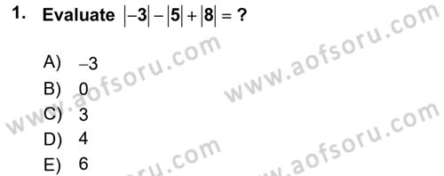 Mathematics 1 Dersi Ara Sınavı Deneme Sınav Soruları 1. Soru