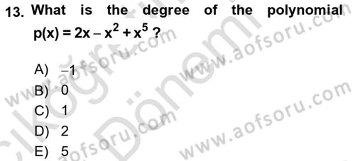 Mathematics 1 Dersi Ara Sınavı Deneme Sınav Soruları 13. Soru