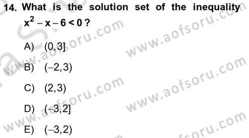 Mathematics 1 Dersi Ara Sınavı Deneme Sınav Soruları 14. Soru