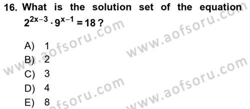 Mathematics 1 Dersi Ara Sınavı Deneme Sınav Soruları 16. Soru