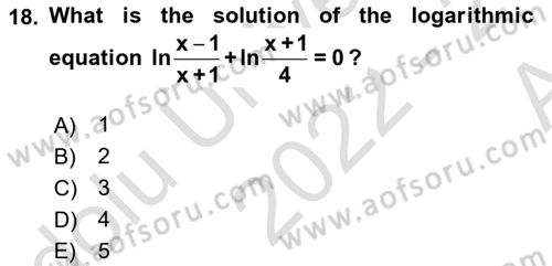 Mathematics 1 Dersi Ara Sınavı Deneme Sınav Soruları 18. Soru