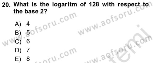 Mathematics 1 Dersi Ara Sınavı Deneme Sınav Soruları 20. Soru