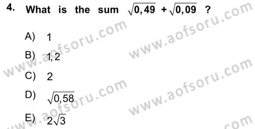 Mathematics 1 Dersi Ara Sınavı Deneme Sınav Soruları 4. Soru