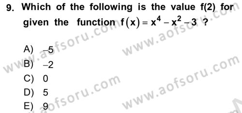 Mathematics 1 Dersi 2022 - 2023 Yılı (Vize) Ara Sınav Soruları 9. Soru