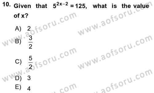 Mathematics 1 Dersi 2022 - 2023 Yılı Yaz Okulu Sınav Soruları 10. Soru
