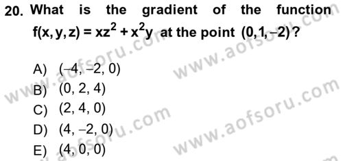 Mathematics 1 Dersi 2022 - 2023 Yılı Yaz Okulu Sınav Soruları 20. Soru