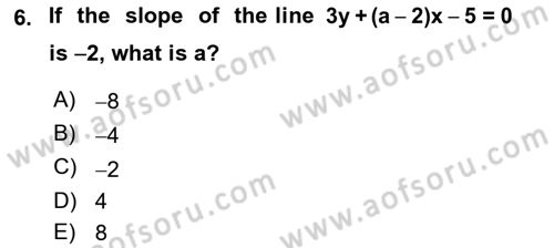 Mathematics 1 Dersi 2022 - 2023 Yılı Yaz Okulu Sınav Soruları 6. Soru