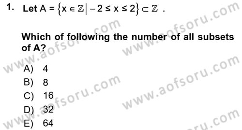 Mathematics 1 Dersi Ara Sınavı Deneme Sınav Soruları 1. Soru