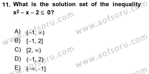 Mathematics 1 Dersi Ara Sınavı Deneme Sınav Soruları 11. Soru