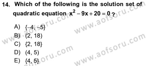 Mathematics 1 Dersi Ara Sınavı Deneme Sınav Soruları 14. Soru