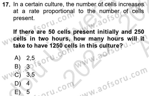 Mathematics 1 Dersi Ara Sınavı Deneme Sınav Soruları 17. Soru