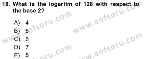 Mathematics 1 Dersi Ara Sınavı Deneme Sınav Soruları 18. Soru