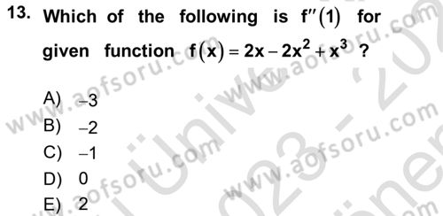 Mathematics 1 Dersi 2023 - 2024 Yılı (Final) Dönem Sonu Sınavı 13. Soru