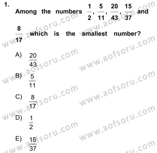 Mathematics 1 Dersi 2023 - 2024 Yılı Yaz Okulu Sınavı 1. Soru