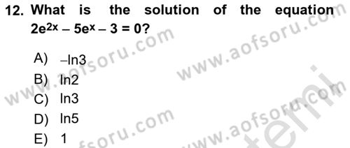 Mathematics 1 Dersi 2023 - 2024 Yılı Yaz Okulu Sınavı 12. Soru