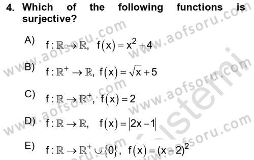 Mathematics 1 Dersi 2023 - 2024 Yılı Yaz Okulu Sınavı 4. Soru