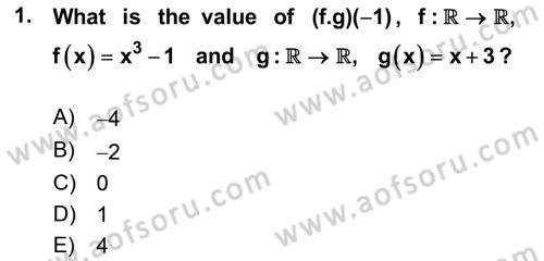 Mathematics 1 Dersi 2024 - 2025 Yılı (Final) Dönem Sonu Sınav Soruları 1. Soru