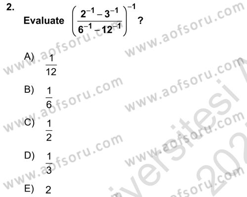 Mathematics 1 Dersi 2024 - 2025 Yılı (Final) Dönem Sonu Sınav Soruları 2. Soru