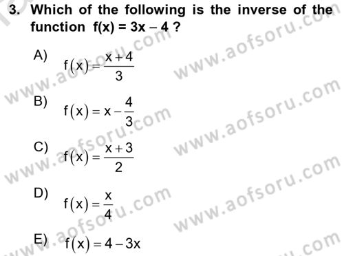 Mathematics 1 Dersi 2024 - 2025 Yılı (Final) Dönem Sonu Sınav Soruları 3. Soru
