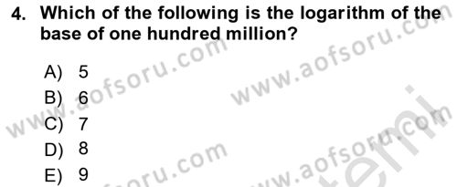 Mathematics 1 Dersi 2024 - 2025 Yılı (Final) Dönem Sonu Sınav Soruları 4. Soru