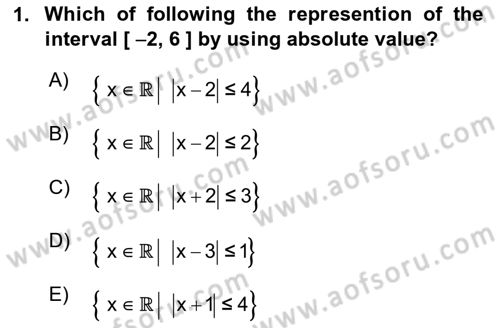 Mathematics 1 Dersi 2024 - 2025 Yılı Yaz Okulu Sınav Soruları 1. Soru