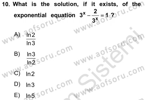 Mathematics 1 Dersi 2024 - 2025 Yılı Yaz Okulu Sınav Soruları 10. Soru