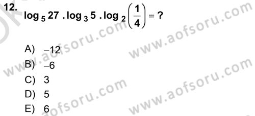 Mathematics 1 Dersi 2024 - 2025 Yılı Yaz Okulu Sınav Soruları 12. Soru