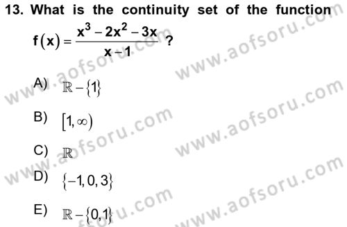 Mathematics 1 Dersi 2024 - 2025 Yılı Yaz Okulu Sınav Soruları 13. Soru