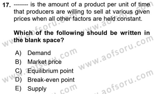 Mathematics 1 Dersi 2024 - 2025 Yılı Yaz Okulu Sınav Soruları 17. Soru