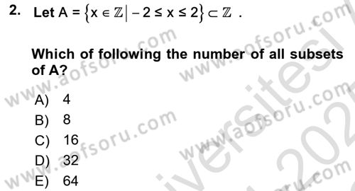 Mathematics 1 Dersi 2024 - 2025 Yılı Yaz Okulu Sınav Soruları 2. Soru