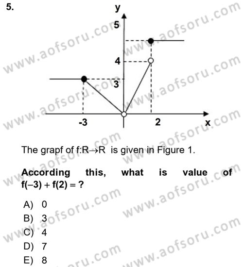 Mathematics 1 Dersi 2024 - 2025 Yılı Yaz Okulu Sınav Soruları 5. Soru