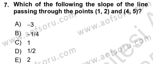 Mathematics 1 Dersi 2024 - 2025 Yılı Yaz Okulu Sınav Soruları 7. Soru