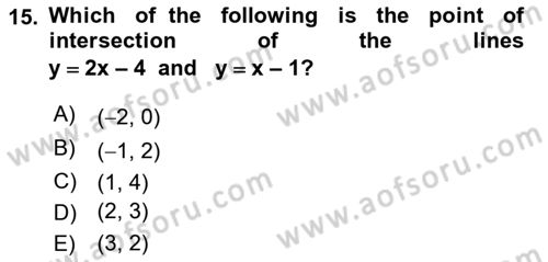 Mathematics 1 Dersi 2025 - 2026 Yılı (Vize) Ara Sınav Soruları 15. Soru