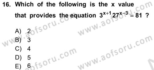 Mathematics 1 Dersi 2025 - 2026 Yılı (Vize) Ara Sınav Soruları 16. Soru