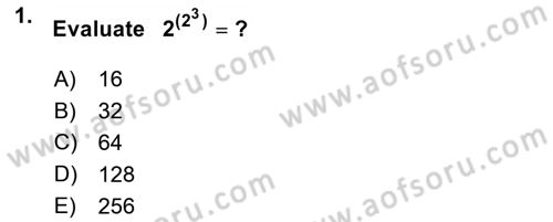 Mathematics 1 Dersi 2025 - 2026 Yılı (Final) Dönem Sonu Sınav Soruları 1. Soru